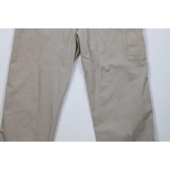 Vintage Y2K Gap Mens 38x30 Faded Carpenter Wide Leg Pants Beige Cotton Workwear